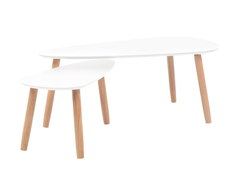 Galleria Design Coffee Table Set 2 Pieces Solid Pinewood White