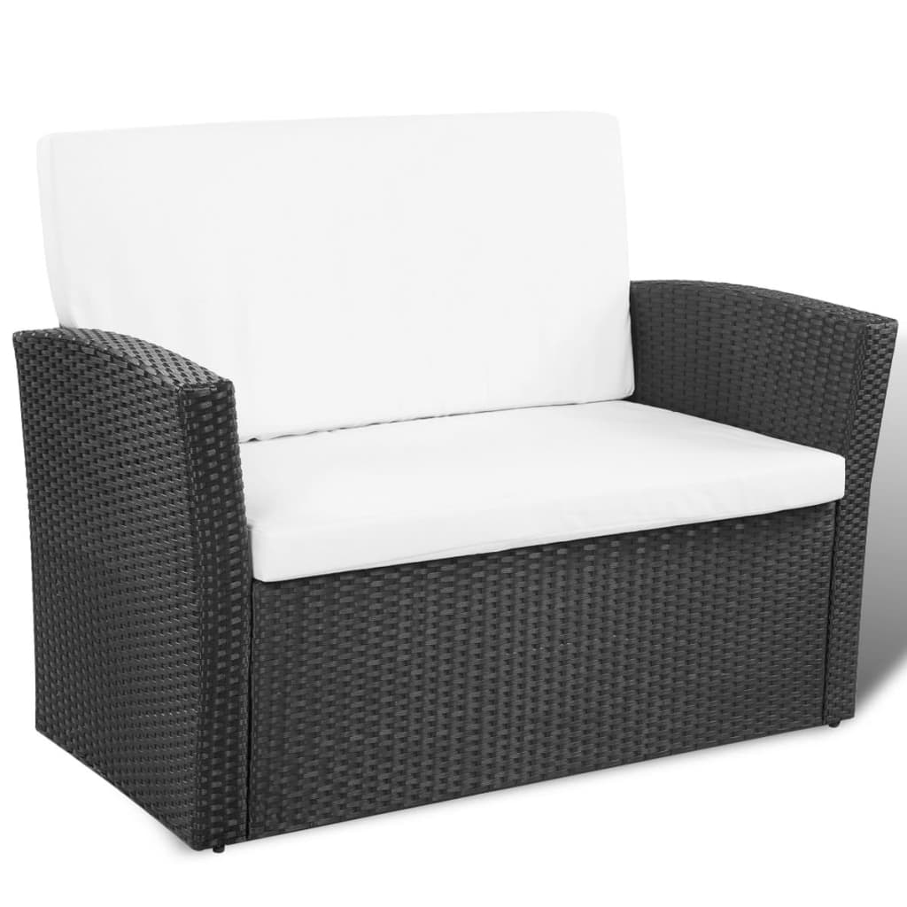 Galleria Design 4 Piece Garden Lounge set with Cushions Poly Rattan Black