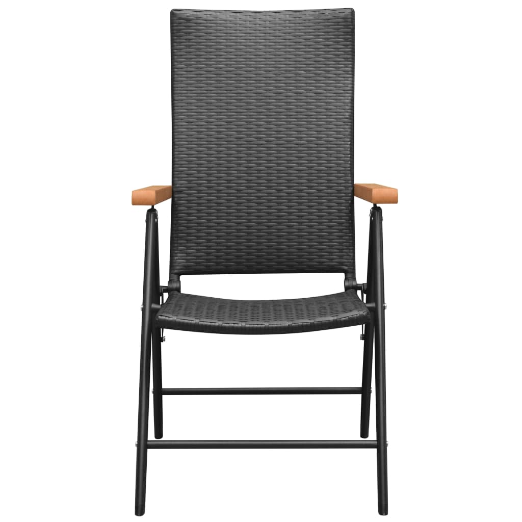 Galleria Design Stackable Garden Chairs 2 pcs Poly Rattan Black