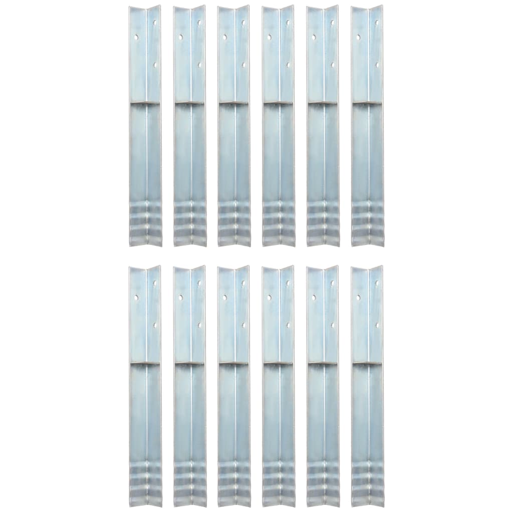 Galleria Design L-shaped Ground Anchors 12 pcs Galvanised Steel 5x5x50 cm
