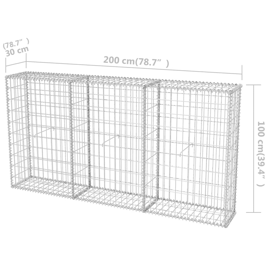 Galleria Design Gabion Basket Galvanised Steel 200x30x100 cm