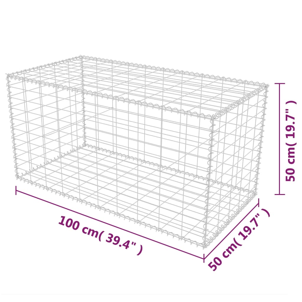 Galleria Design Gabion Basket Galvanised Steel 100x50x50 cm