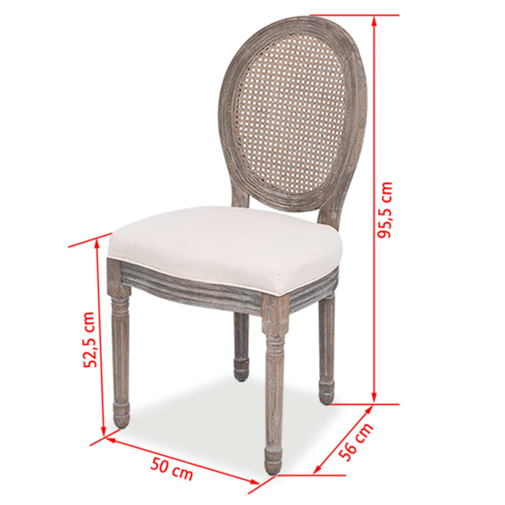 Galleria Design Dining Chairs 2 pcs Linen and Rattan