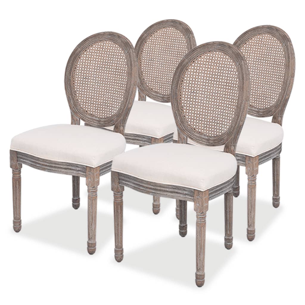 Galleria Design Dining Chairs 4 pcs Linen and Rattan