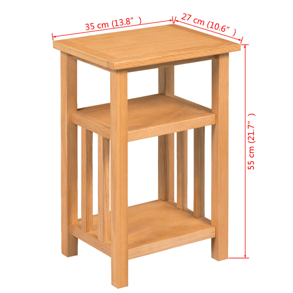 Galleria Design End Table with Magazine Shelf 27x35x55 cm Solid Oak Wood