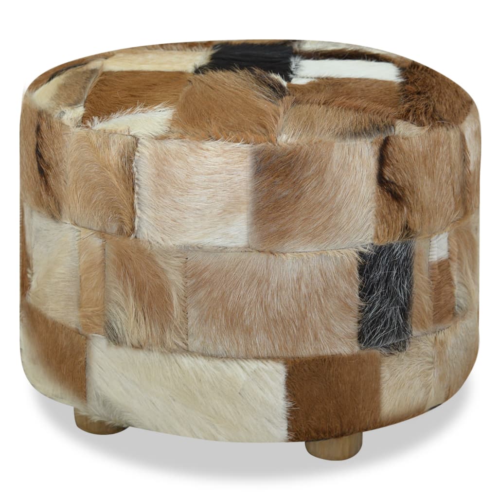 Galleria Design Pouffe Goatskin Leather Round 50x50x45 cm