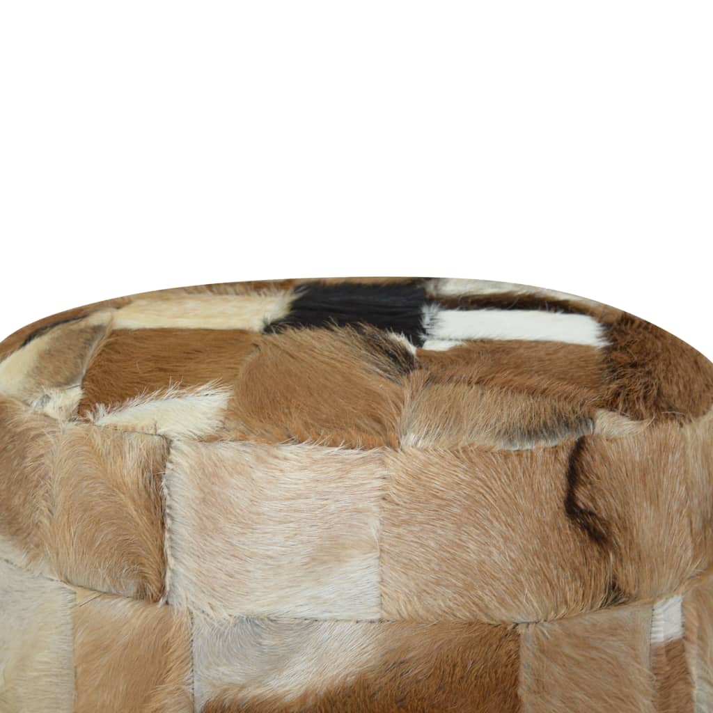 Galleria Design Pouffe Goatskin Leather Round 50x50x45 cm
