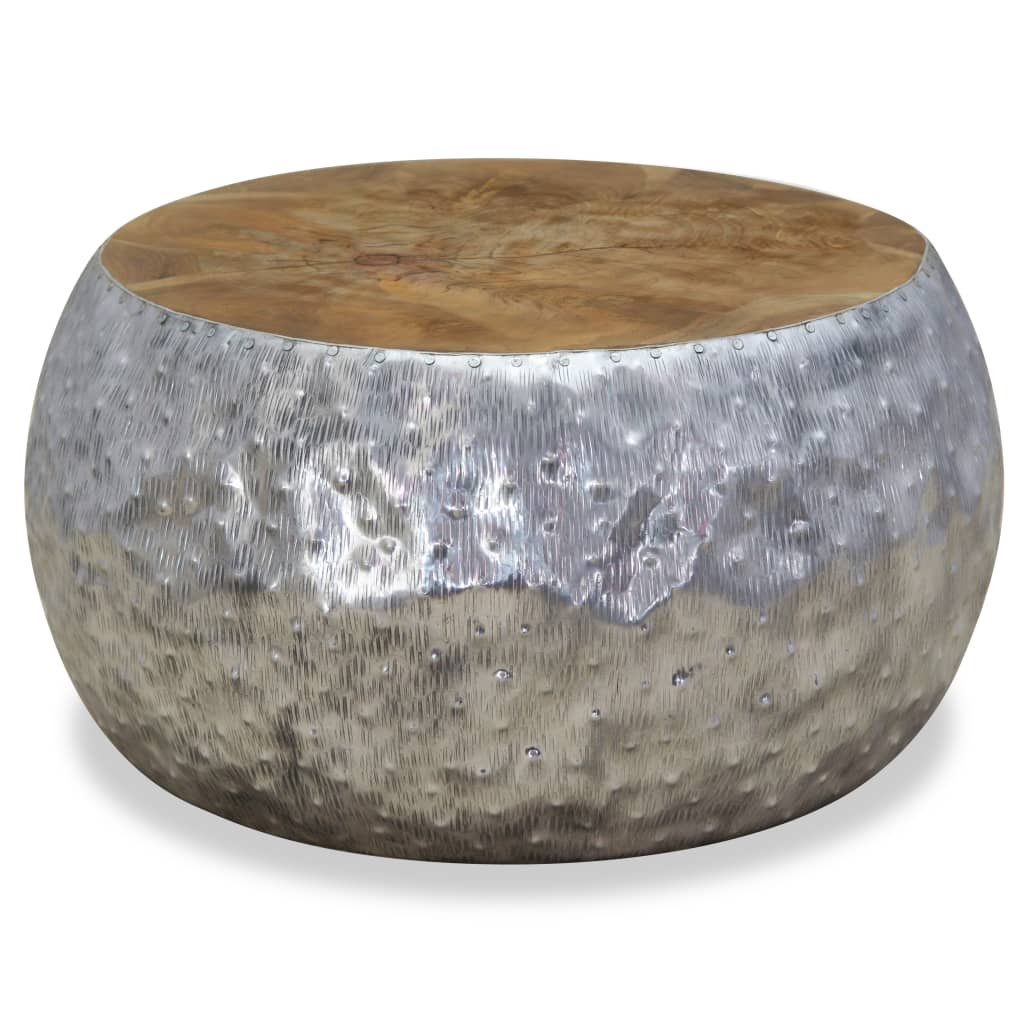 Galleria Design Coffee Table Aluminium Teak 60x60x30 cm