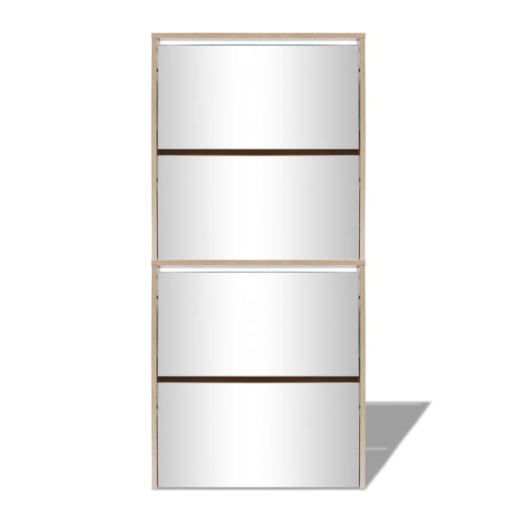 Galleria Design Shoe Cabinet 4-Layer Mirror Oak 63x17x134 cm