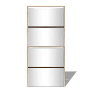Galleria Design Shoe Cabinet 4-Layer Mirror Oak 63x17x134 cm