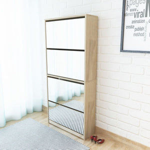 Galleria Design Shoe Cabinet 4-Layer Mirror Oak 63x17x134 cm