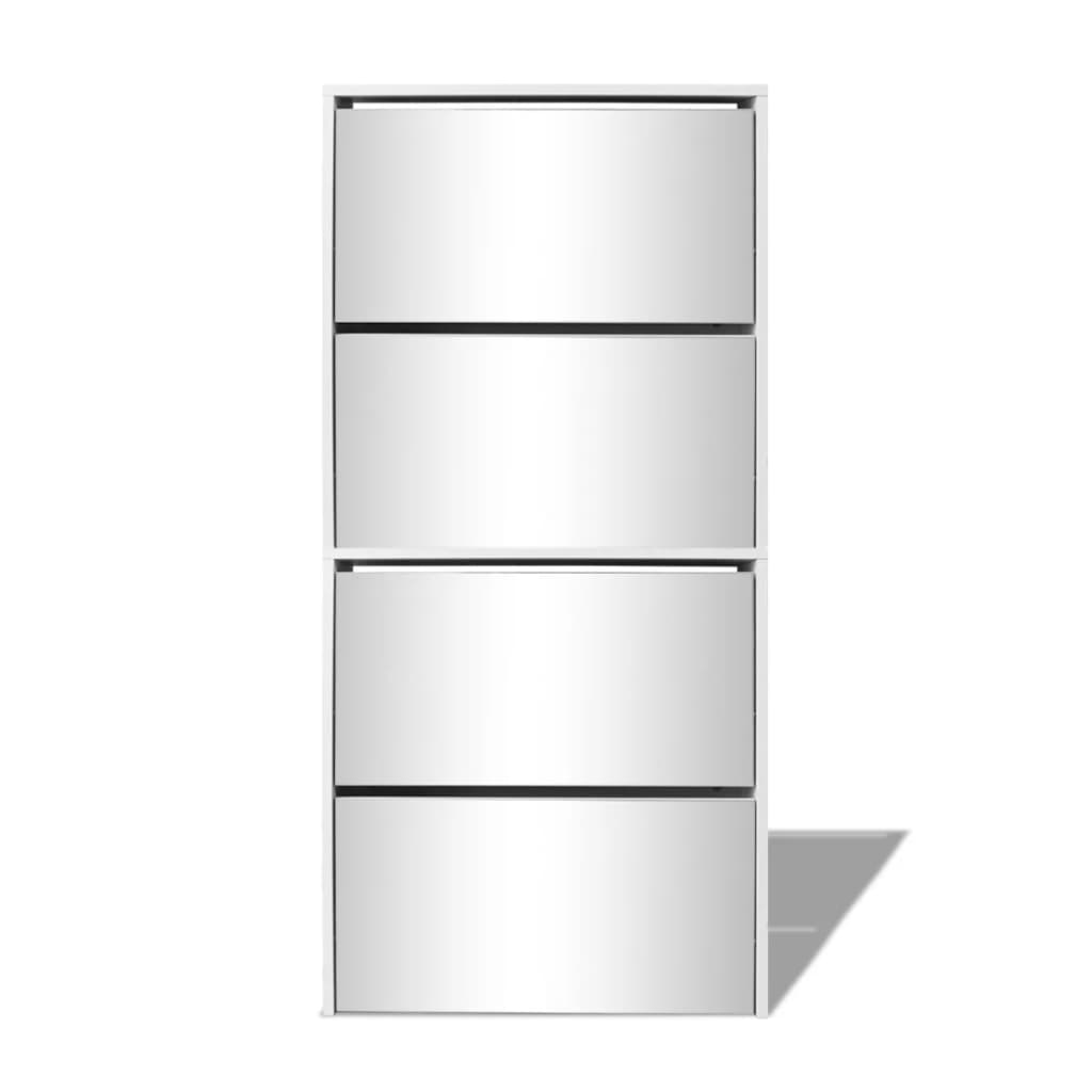 Galleria Design Shoe Cabinet 4-Layer Mirror White 63x17x134 cm