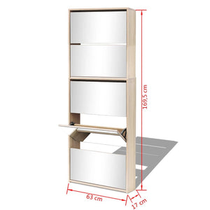 Galleria Design Shoe Cabinet 5-Layer Mirror Oak 63x17x169.5 cm