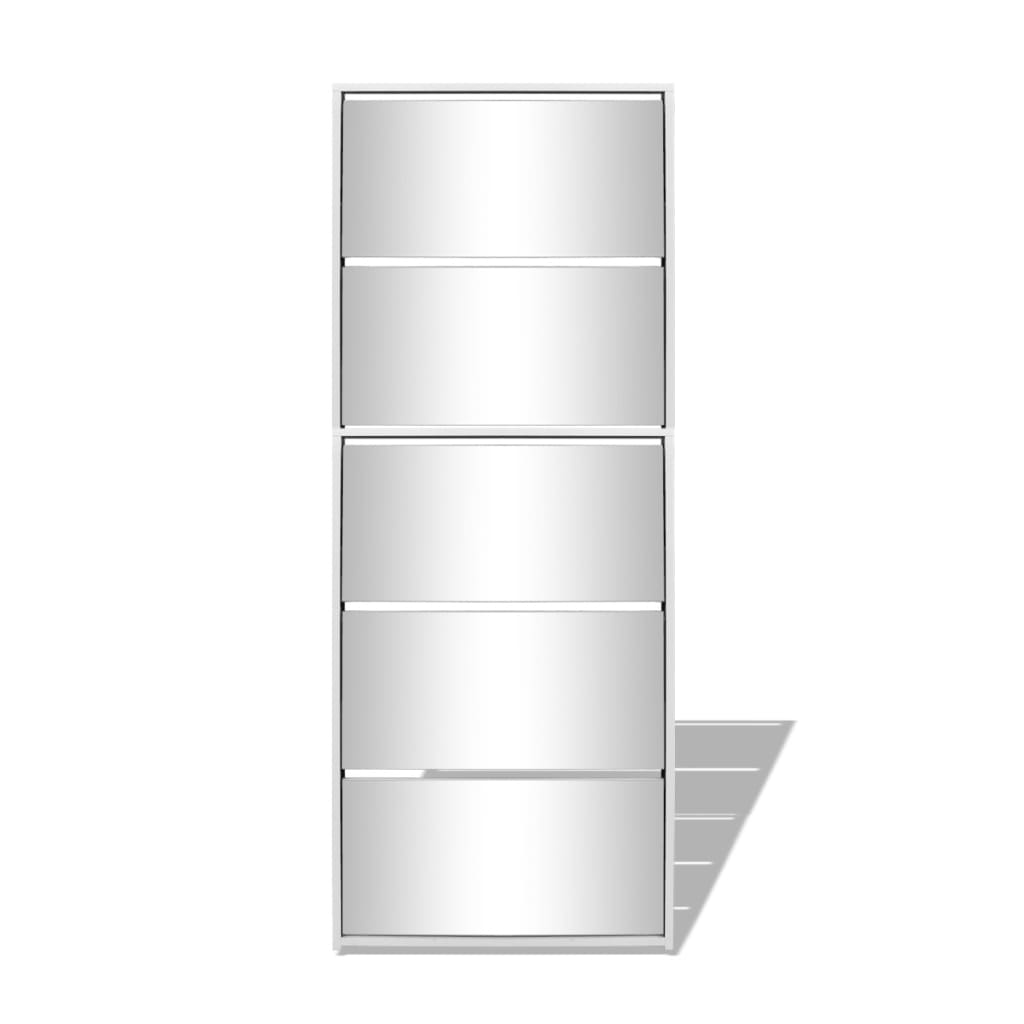 Galleria Design Shoe Cabinet 5-Layer Mirror White 63x17x169.5 cm