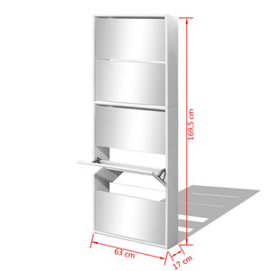 Galleria Design Shoe Cabinet 5-Layer Mirror White 63x17x169.5 cm