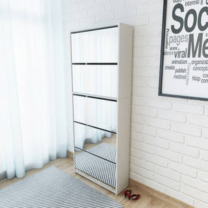 Galleria Design Shoe Cabinet 5-Layer Mirror White 63x17x169.5 cm