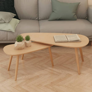 Galleria Design Coffee Table Set 2 Pieces Solid Pinewood Brown