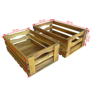 Galleria Design Apple Crate Set 2 Pieces Solid Acacia Wood
