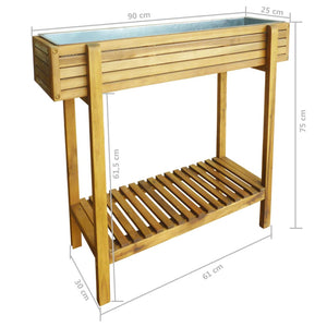 Galleria Design Raised Garden Raised Bed Solid Acacia Wood and Zinc