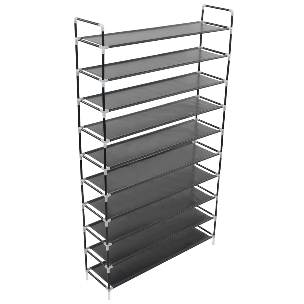 Galleria Design Shoe Rack with 10 Shelves Metal and Non-woven Fabric Black