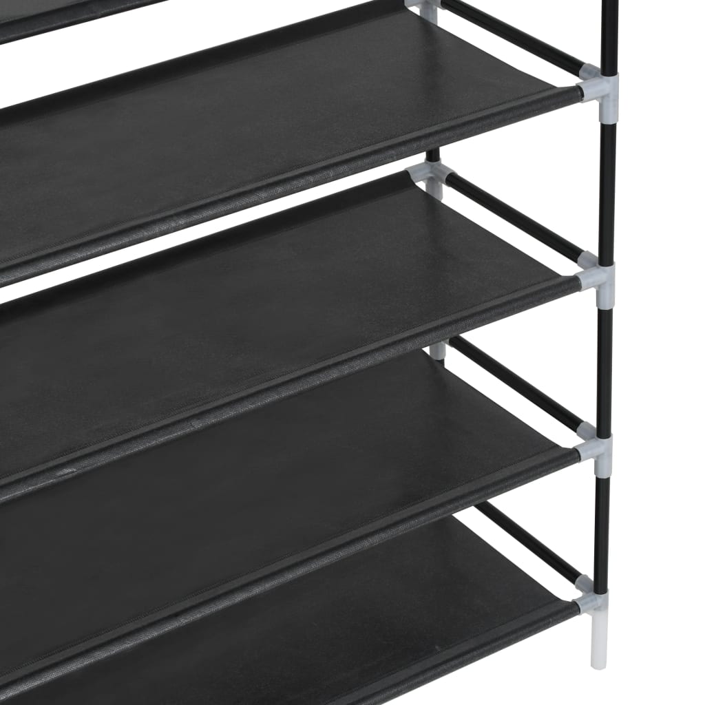 Galleria Design Shoe Rack with 10 Shelves Metal and Non-woven Fabric Black
