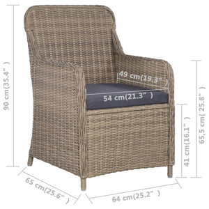 Galleria Design Outdoor Chairs with Cushions 2 pcs Poly Rattan Brown