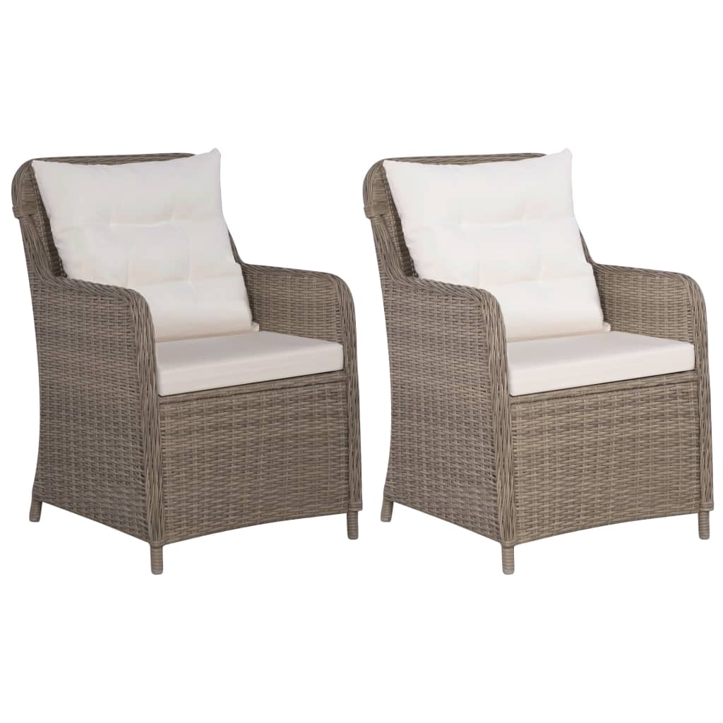 Galleria Design Poly with 2 Outdoor Chairs Brown pcs Cushions Rattan