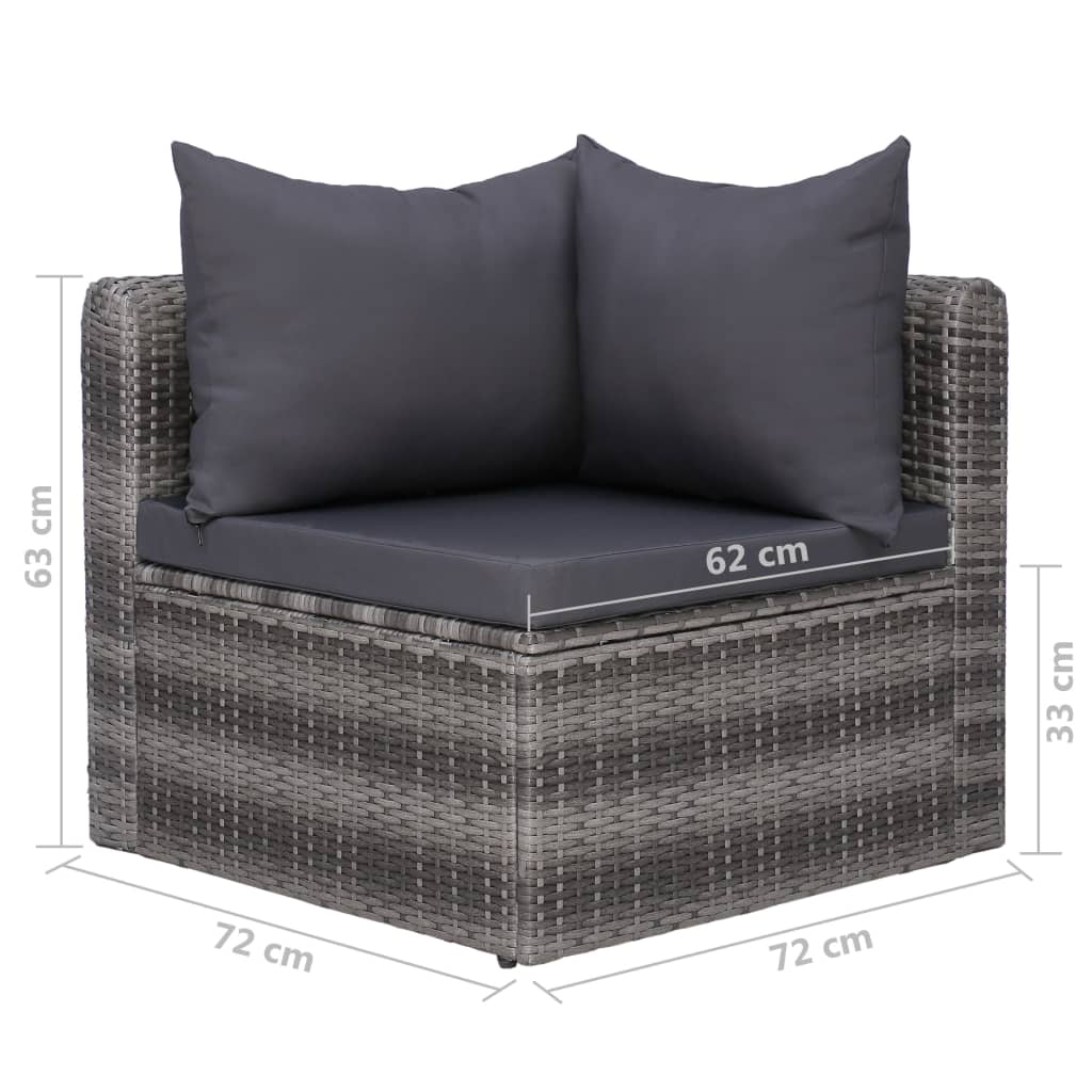 Galleria Design 8 Piece Garden Lounge Set with Cushions Poly Rattan Grey