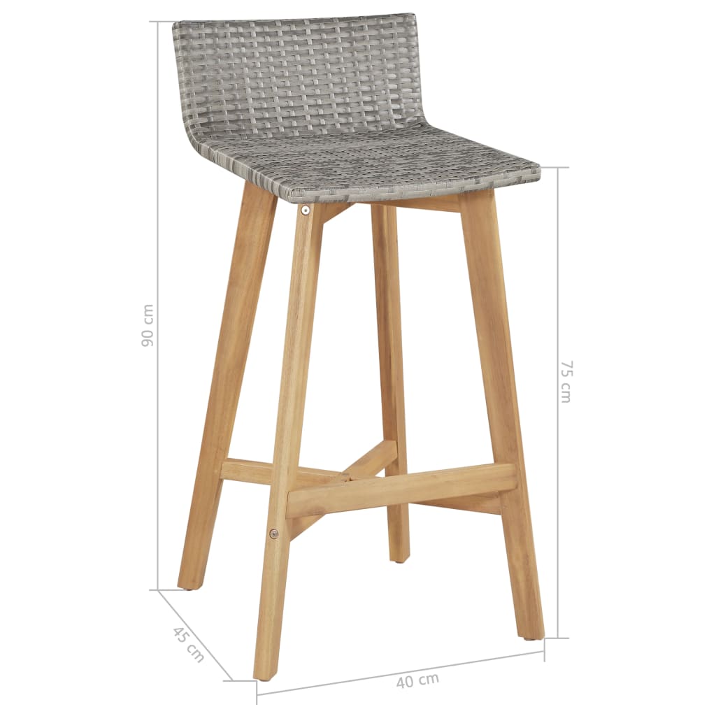 Galleria Design Bar Chairs 2 pcs Solid Acacia Wood