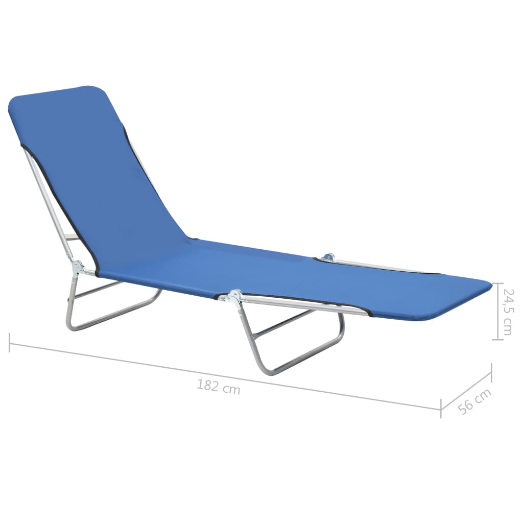 Galleria Design Folding Sun Loungers 2 pcs Steel and Fabric Blue