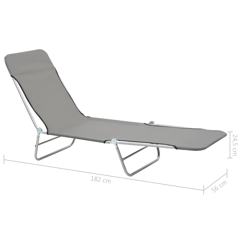 Galleria Design Folding Sun Loungers 2 pcs Steel and Fabric Grey