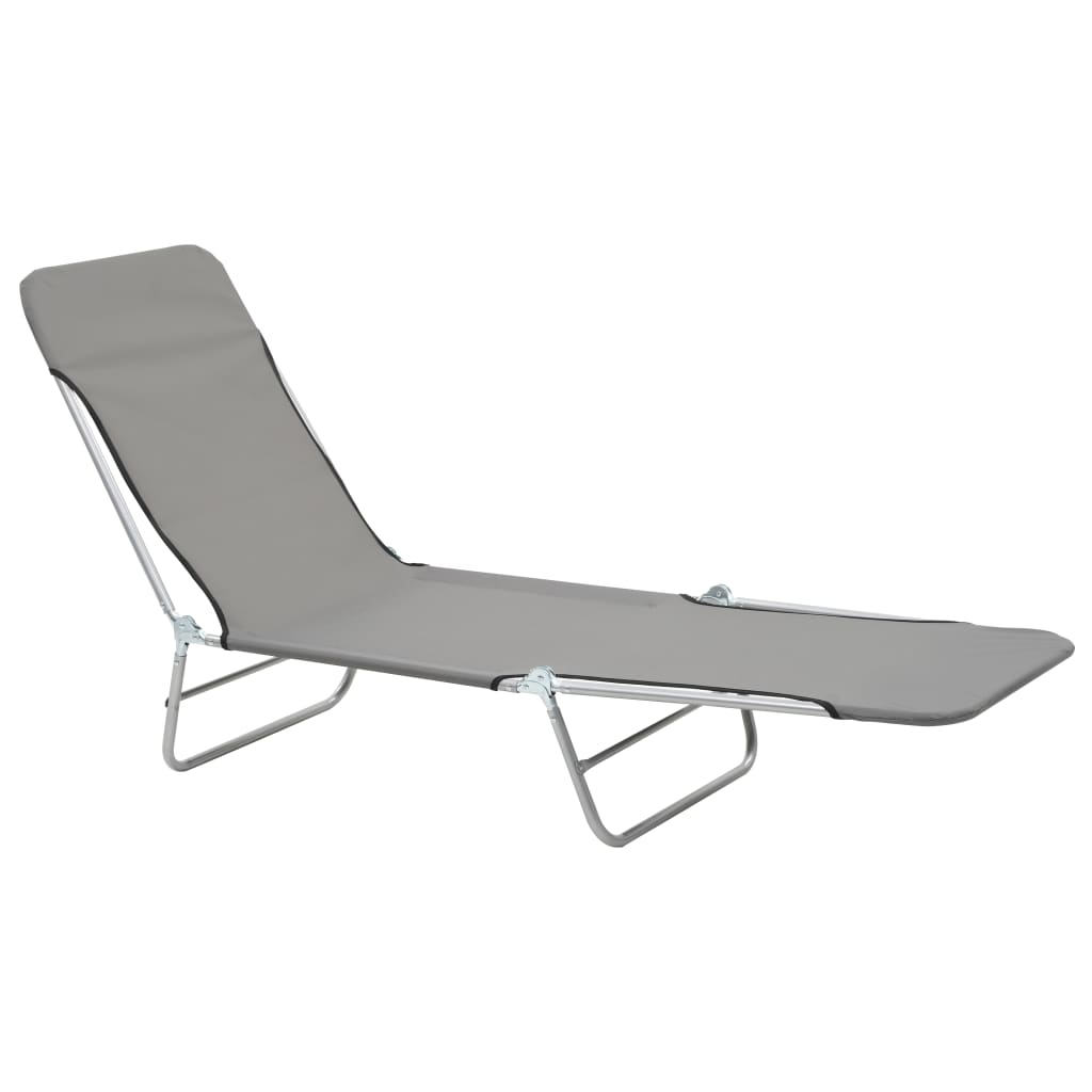 Galleria Design Folding Sun Loungers 2 pcs Steel and Fabric Grey