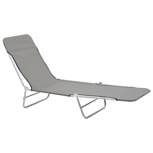 Galleria Design Folding Sun Loungers 2 pcs Steel and Fabric Grey