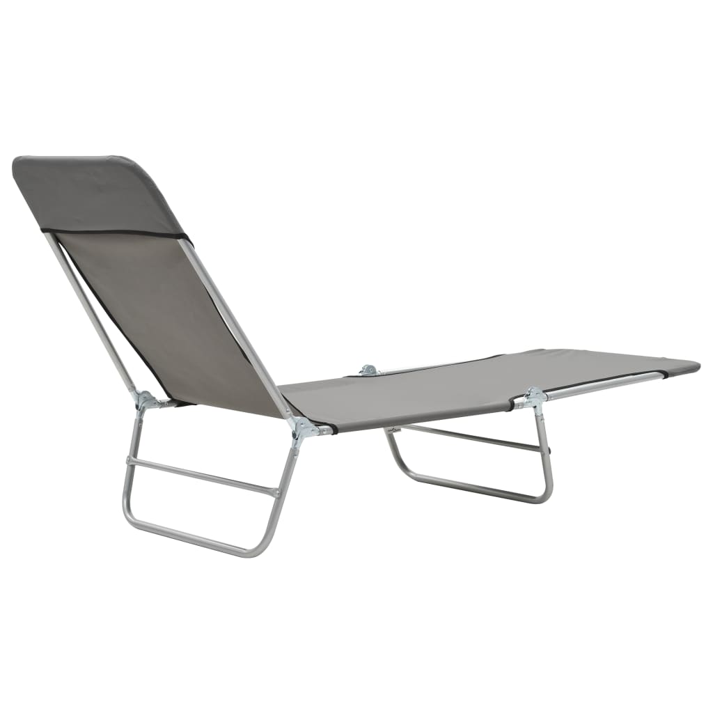 Galleria Design Folding Sun Loungers 2 pcs Steel and Fabric Grey