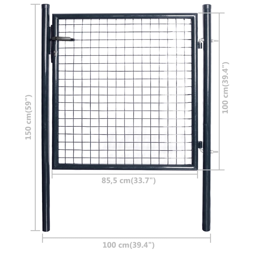 Galleria Design Mesh Garden Gate Galvanised Steel 100x100 cm Grey