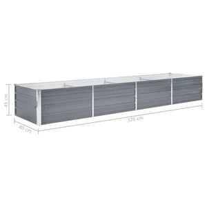 Galleria Design Garden Raised Bed Galvanised Steel 320x80x45 cm Grey