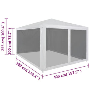 Galleria Design Party Tent with 4 Mesh Sidewalls 4x3 m