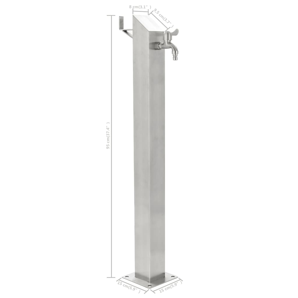 Galleria Design Garden Water Column Stainless Steel Square 95 cm