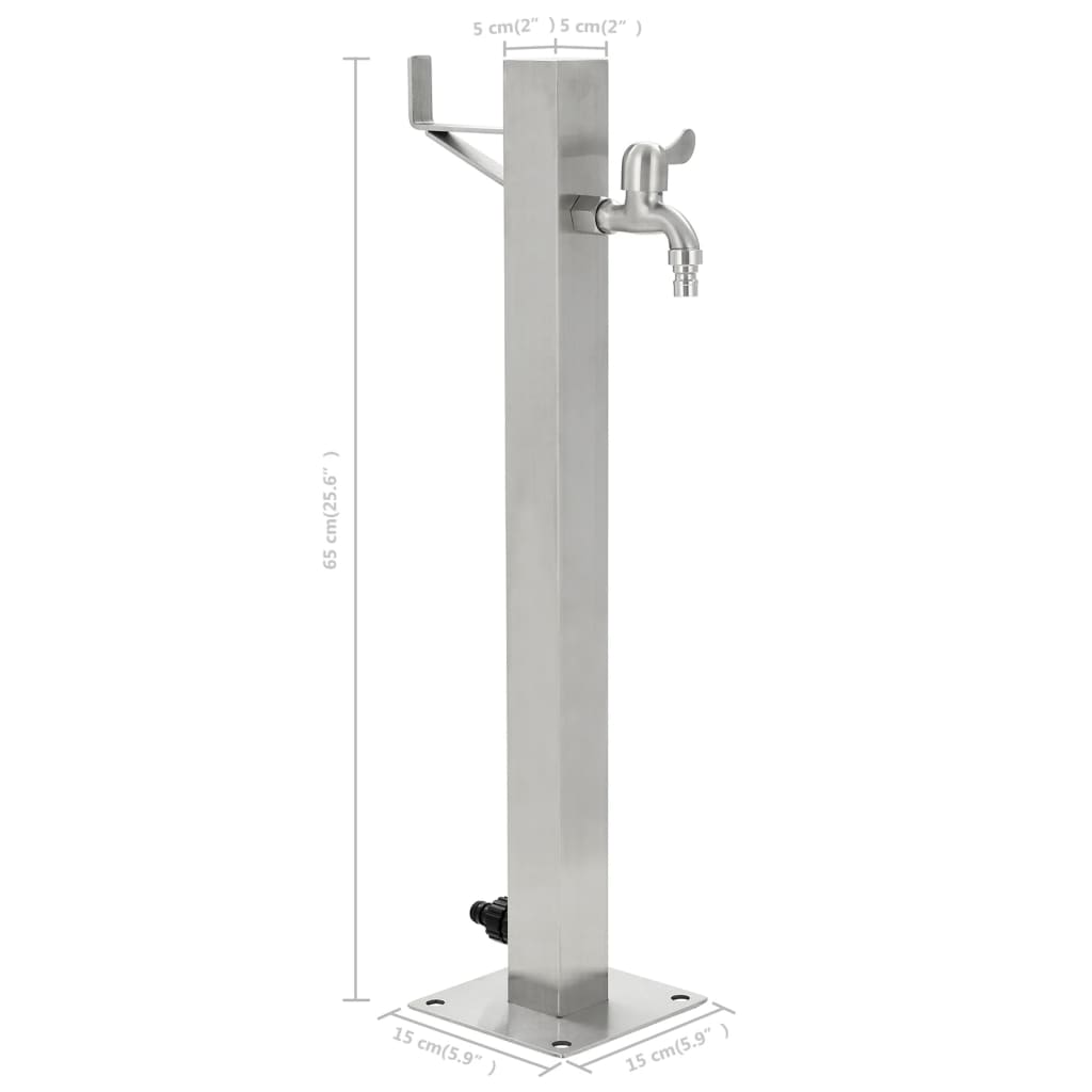 Galleria Design Garden Water Column Stainless Steel Square 65 cm