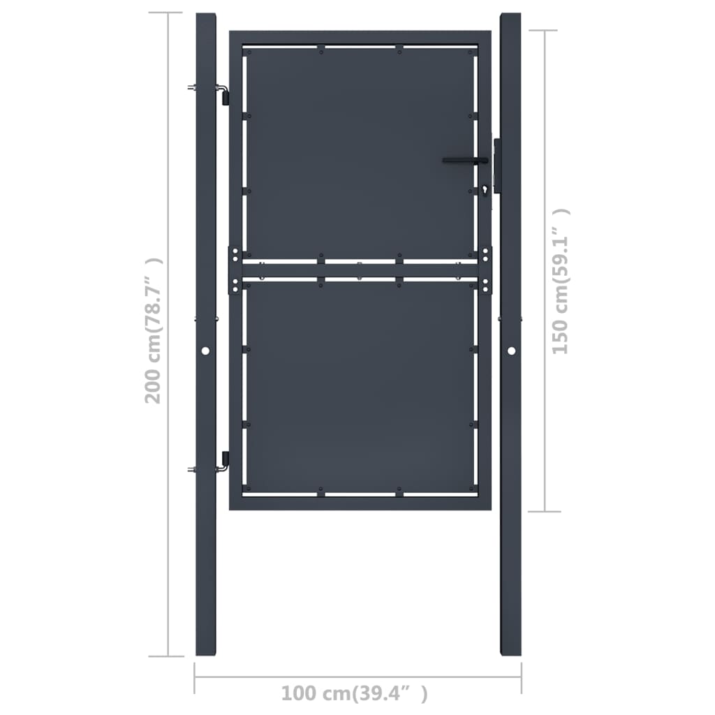 Galleria Design Garden Gate Steel 100x150 cm Anthracite
