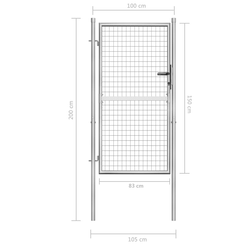 Galleria Design Garden Gate Galvanised Steel 105x150 cm Silver