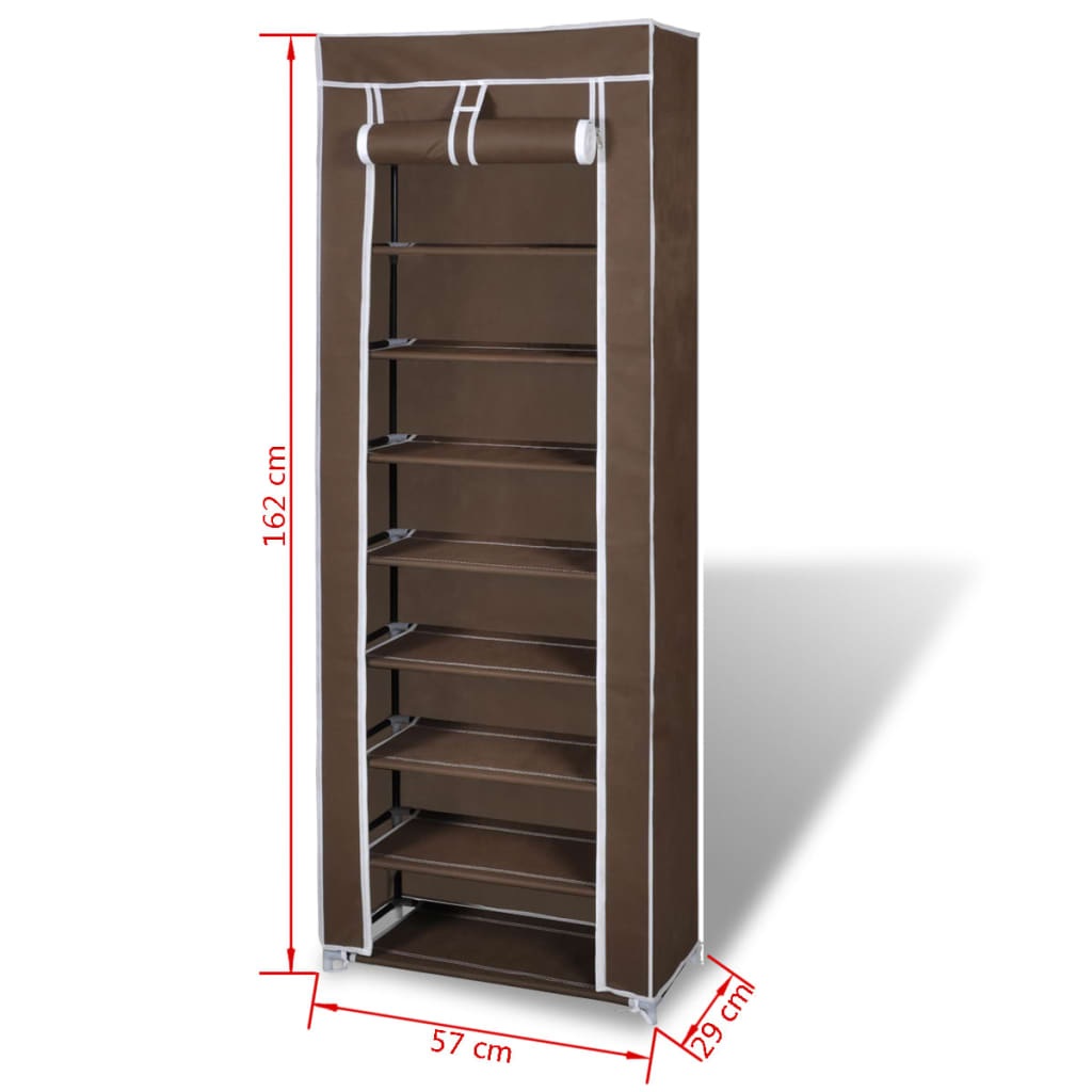 Galleria Design Fabric Shoe Cabinet with Cover 162 x 57 x 29 cm Brown