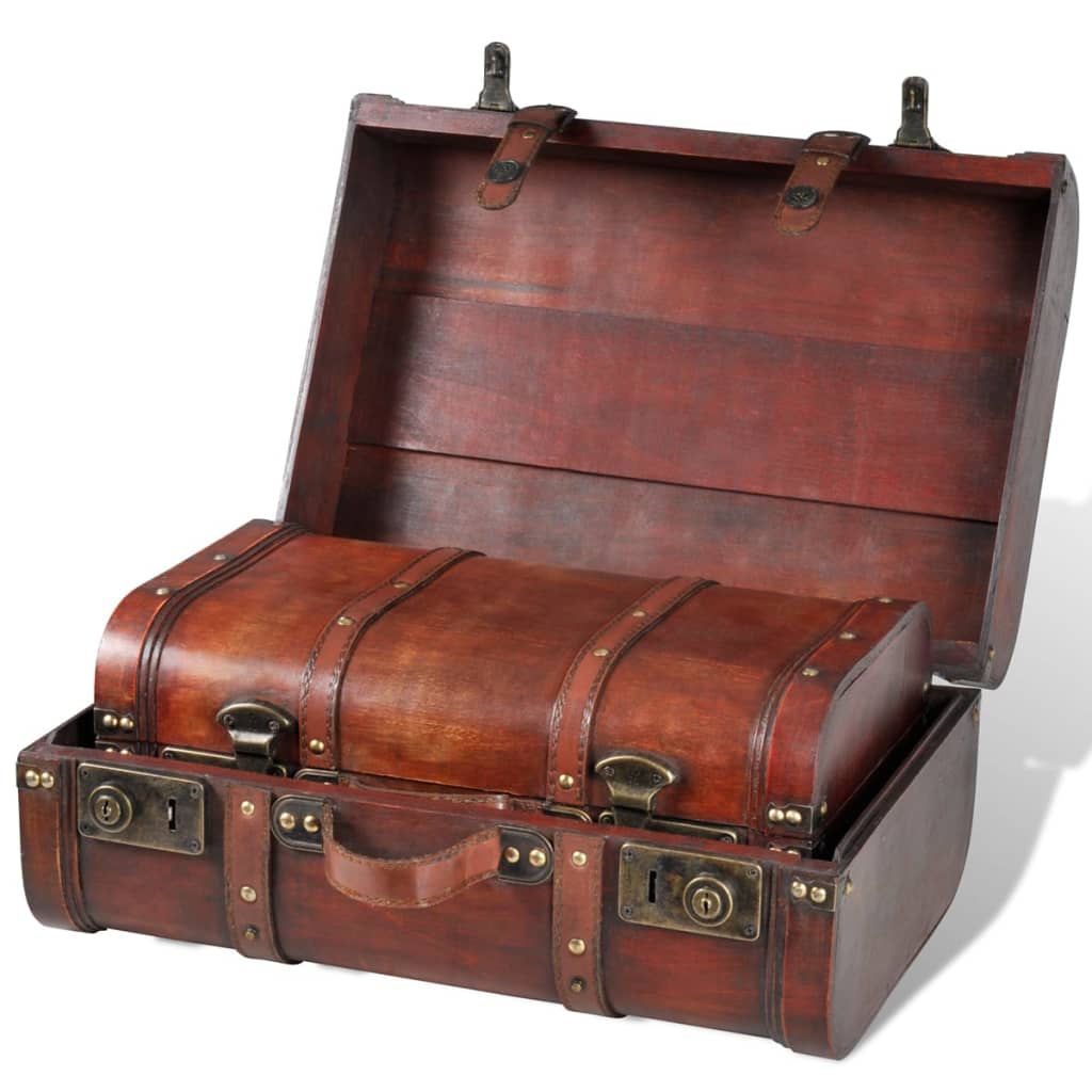 Galleria Design Wooden Treasure Chest 2 pcs Vintage Brown