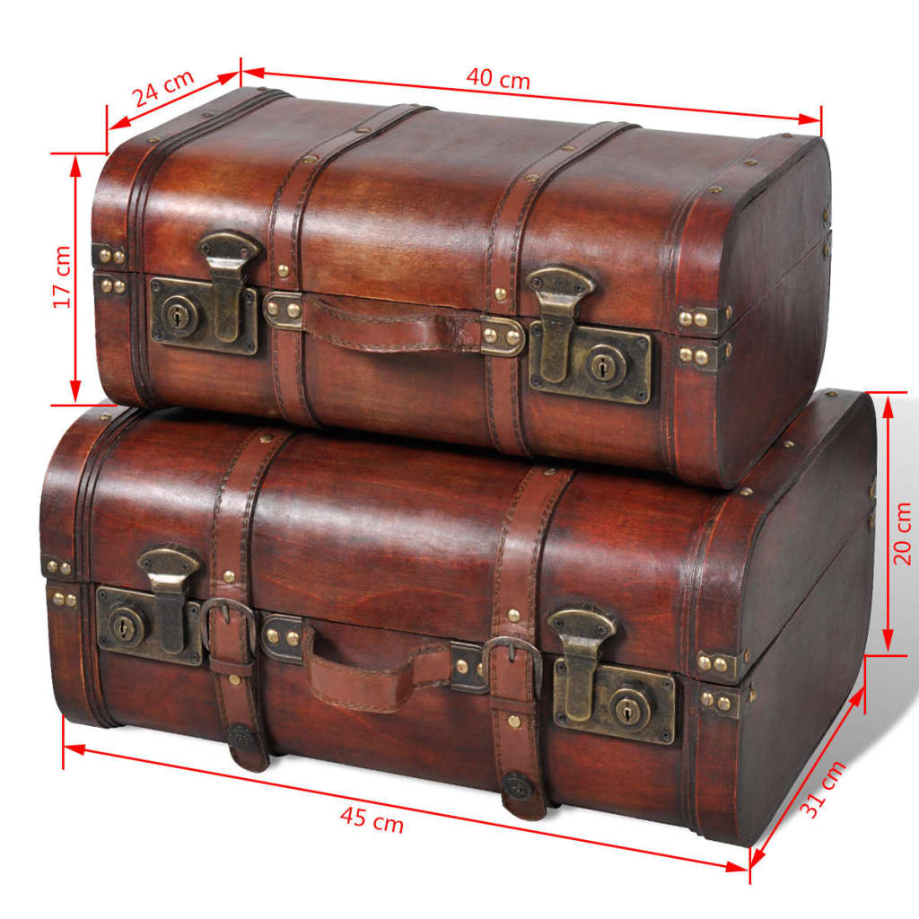 Galleria Design Wooden Treasure Chest 2 pcs Vintage Brown