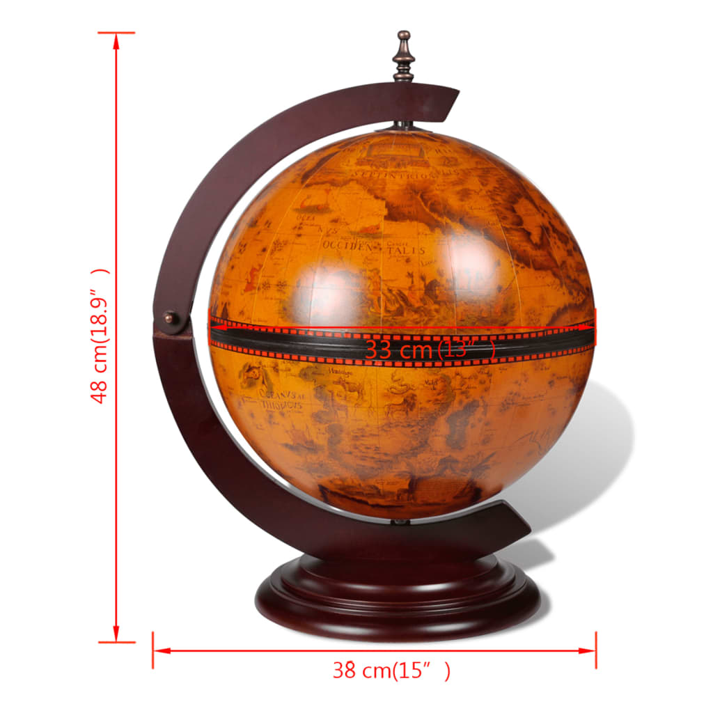 Galleria Design Tabletop Globe Bar Wine Stand Wood