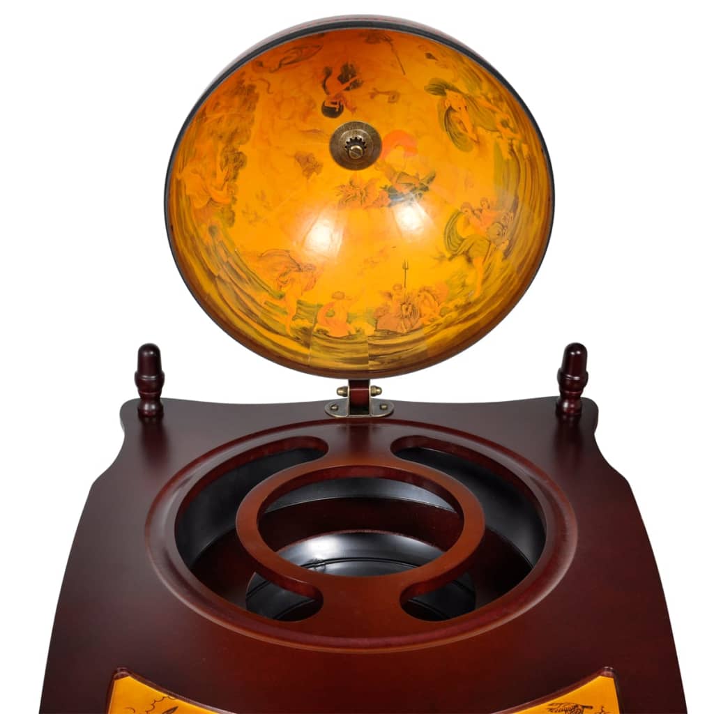 Galleria Design Globe Bar Wine Stand Eucalyptus Wood Freestanding