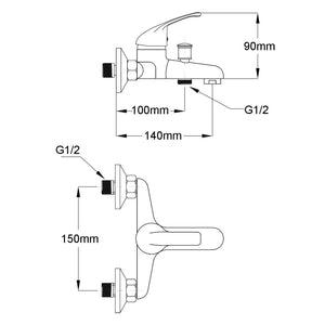 Galleria Design Bath Shower Mixer Tap Kit Chrome