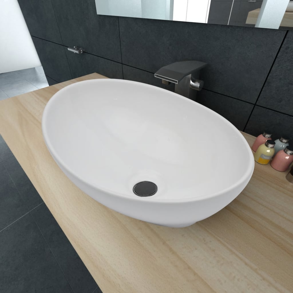 Galleria Design Luxury Ceramic Basin Oval-shaped Sink White 40 x 33 cm