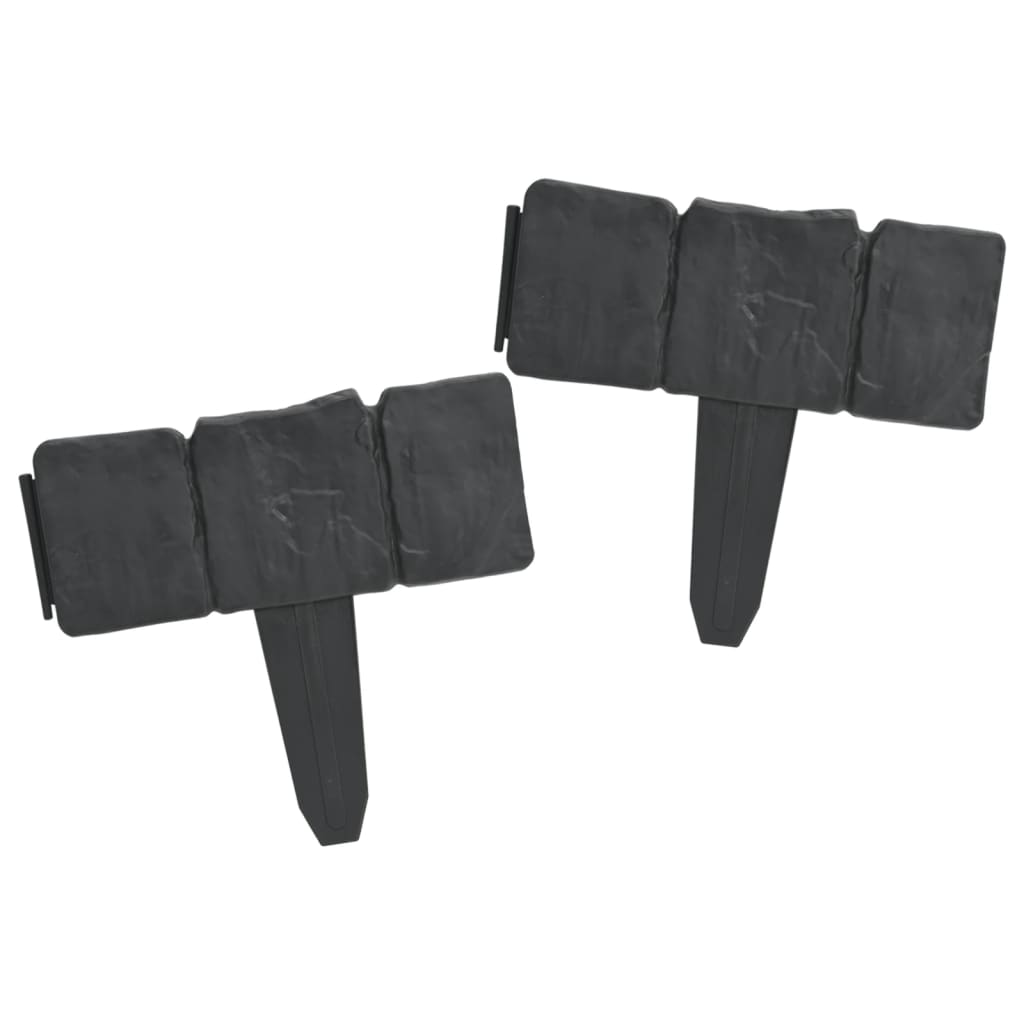 Galleria Design Plastic Garden / Lawn Fence Stone Look 41 pcs 10 m