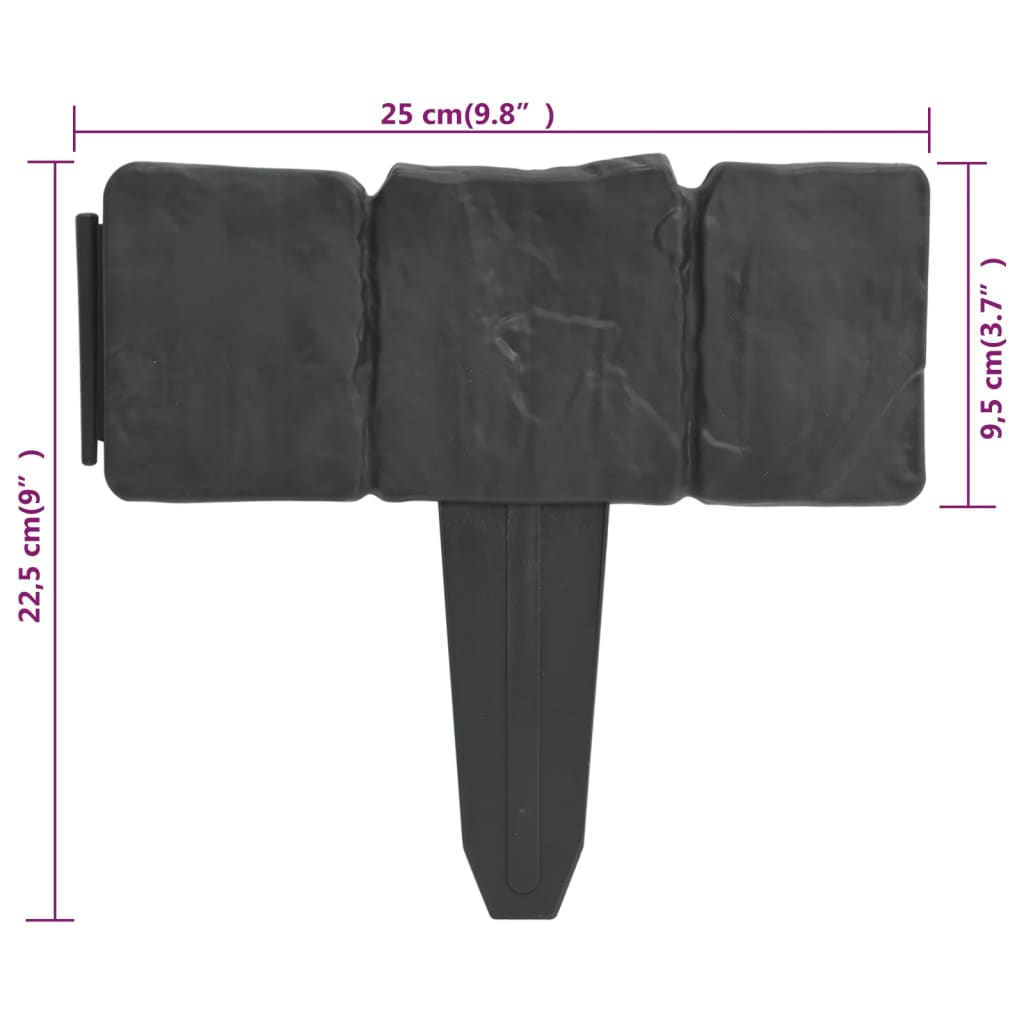Galleria Design Plastic Garden / Lawn Fence Stone Look 41 pcs 10 m